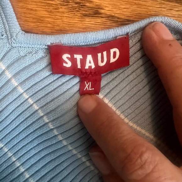 STAUD Dana Rib Knit Midi Dress Blue XL - Picture 2 of 11